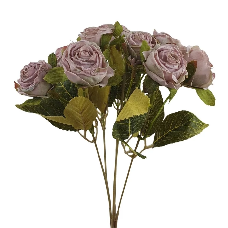  Szárított hatású 10 fejes rózsa csokor - Halvány lila