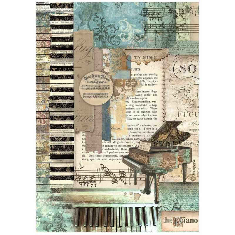 Rizspapír A4 - Music piano
