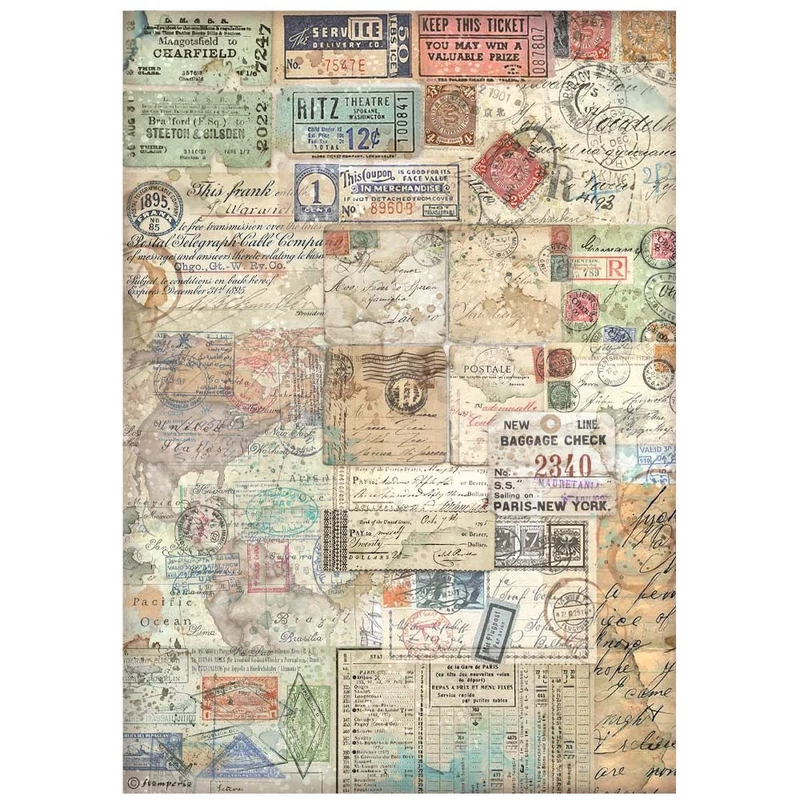 Rizspapír A4 - Art of travelling Tickets