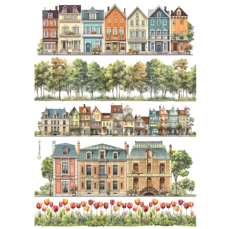 Rizspapír A4 - Houses