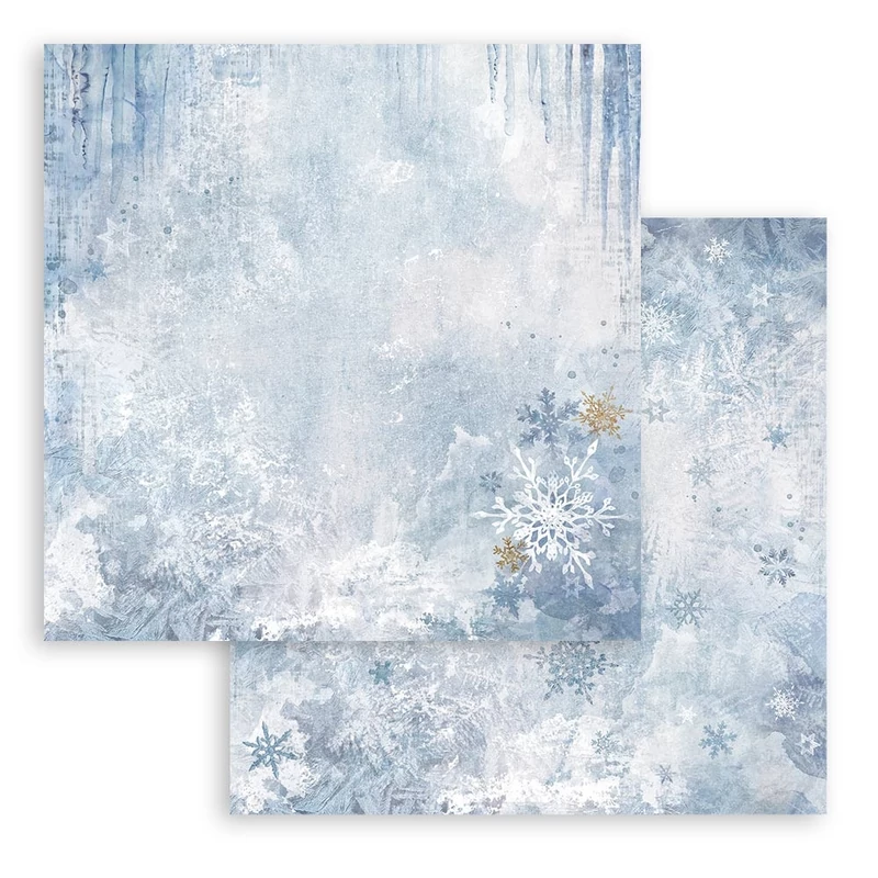 Kétoldalas scrapbook papír 30,5X30,5cm - Happiness dewdrops blue snowflakes