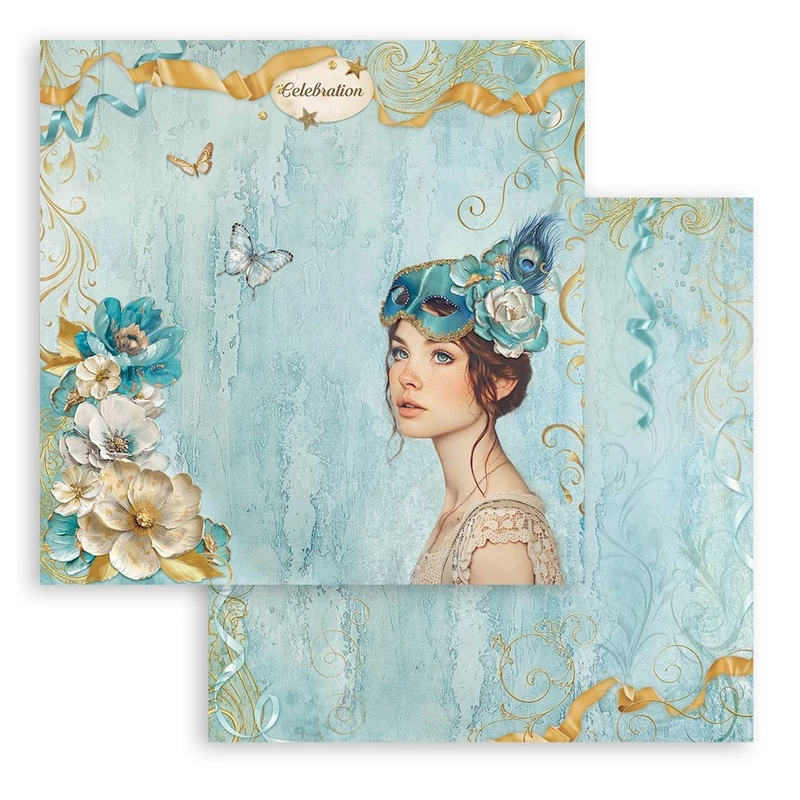 Kétoldalas scrapbook papír 30,5X30,5cm - Masquerade Celebration Lady