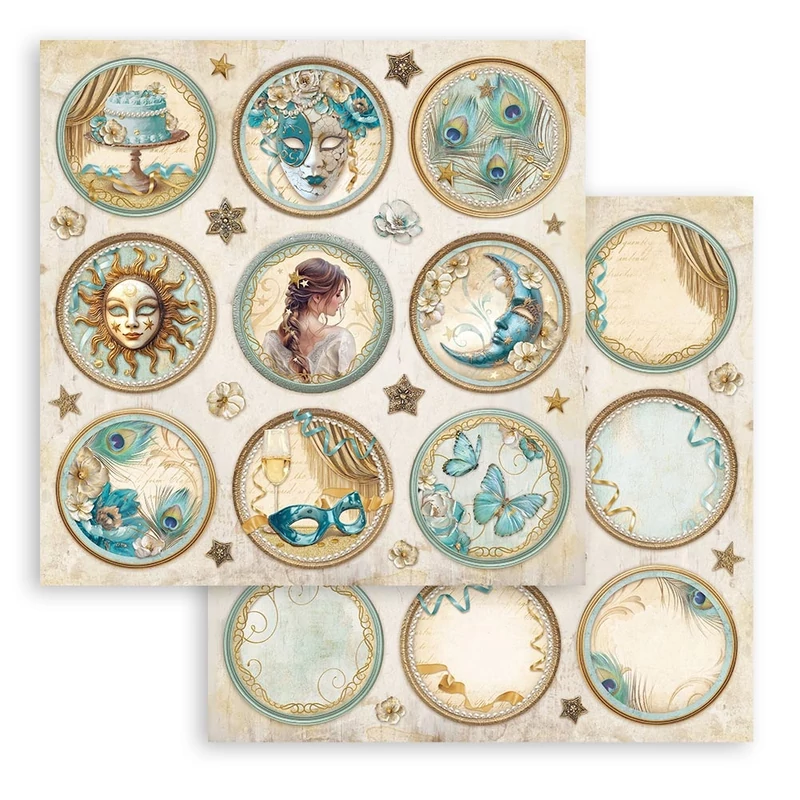 Kétoldalas scrapbook papír 30,5X30,5cm - Masquerade rounds