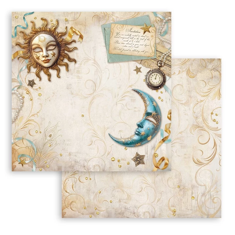 Kétoldalas scrapbook papír 30,5X30,5cm - Masquerade sun and moon