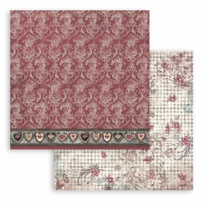 Kétoldalas scrapbook papír 30,5X30,5cm - Master of magic Burgundy tapestry