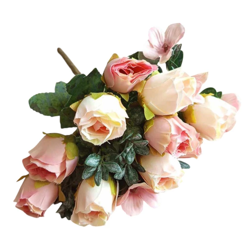 Rózsabimbó csokor 5 szál selyem 26 cm - mályva-rózsa