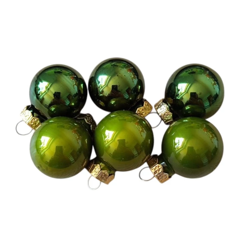 Üveggömb szett  2,5cm fényes-matt fenyőzöld