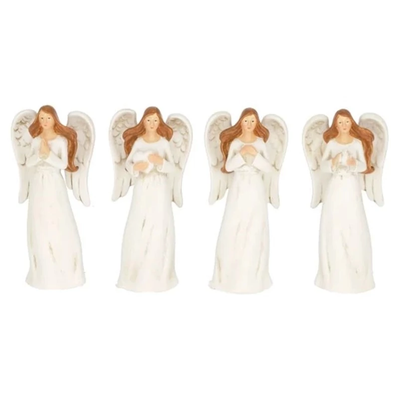 Imádozó angyal szívvel/madárral, álló - 1db