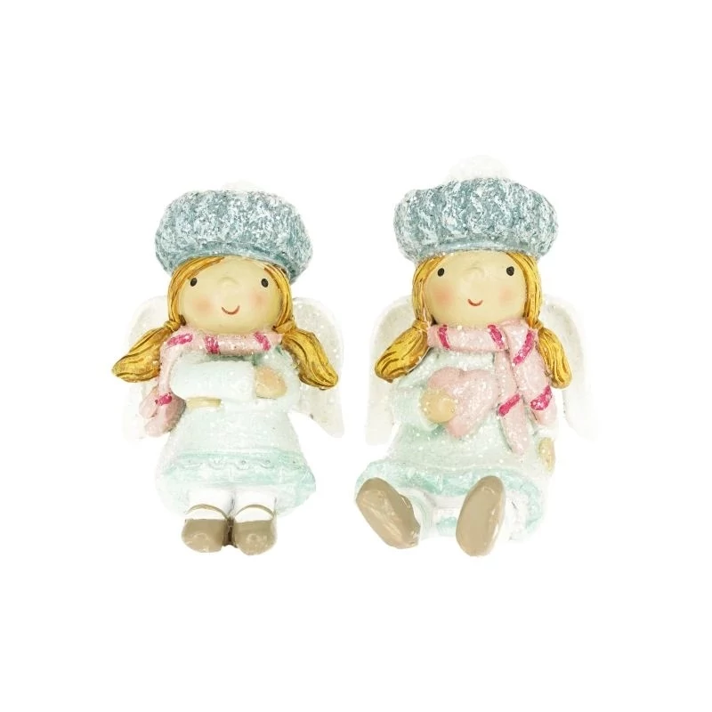 Menta ruhás angyal sapkában, ülő, glitteres - 1db