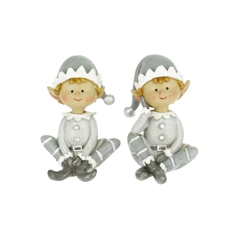 Szürke ruhás cuki manó sapkában, ülő - 1db