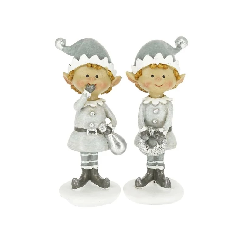 Szürke ruhás cuki manó sapkában, álló - 1db