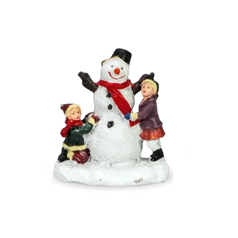 Téli életkép "hóembert építő gyerekek"