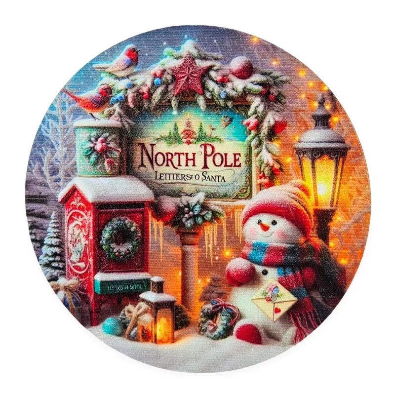 Nyomtatott fa tábla koszorú közép - Északi sark 11,8cm