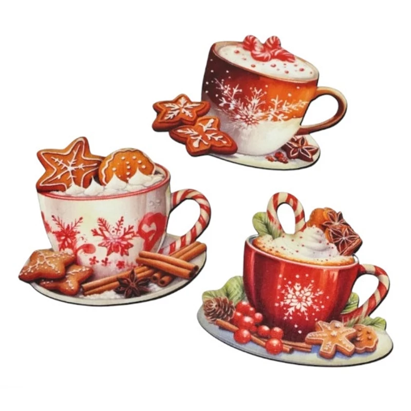  Nyomtatott dekorkarton - Karácsonyi forró csoki szett 3db/csomag