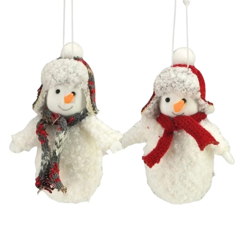 Textil kucsmás, sálas hóember - 1db