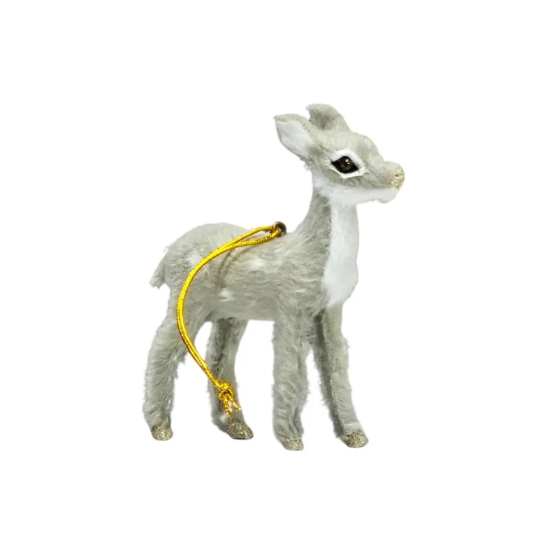 Csillámos patás szőrős bambi 9cm, szürke