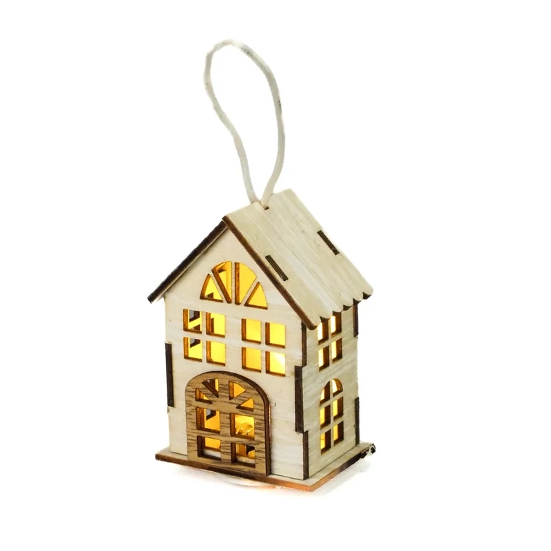 Házikó fából ledvilágítással - natúr