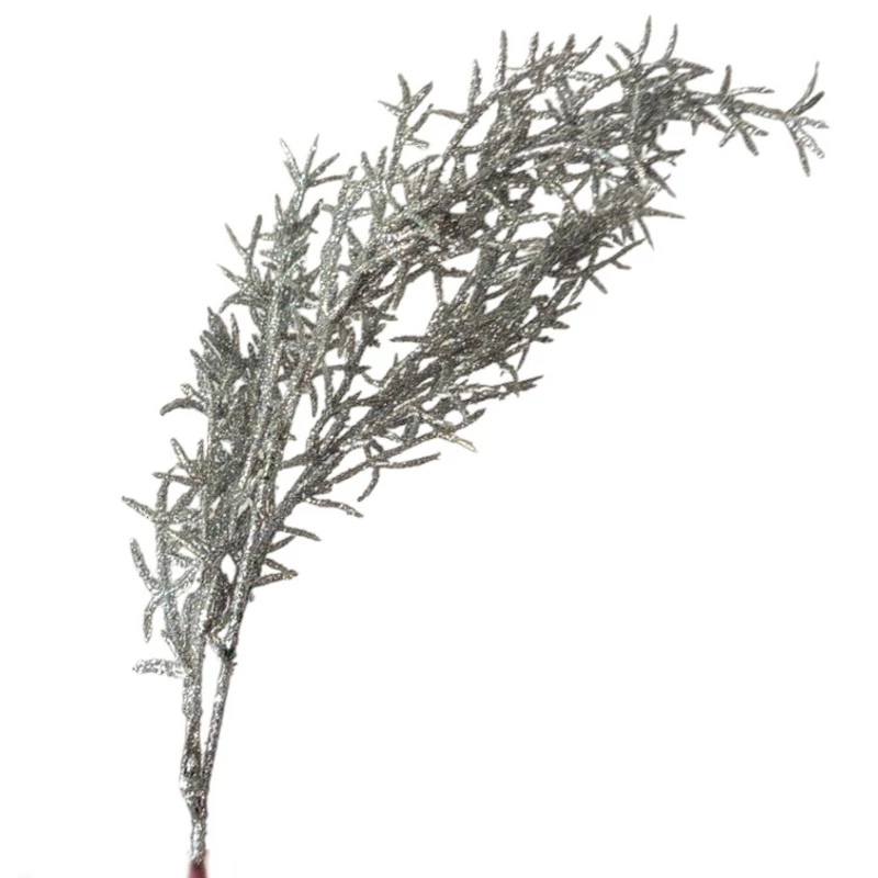 Asparagus műnövény szál, csillámos ezüst