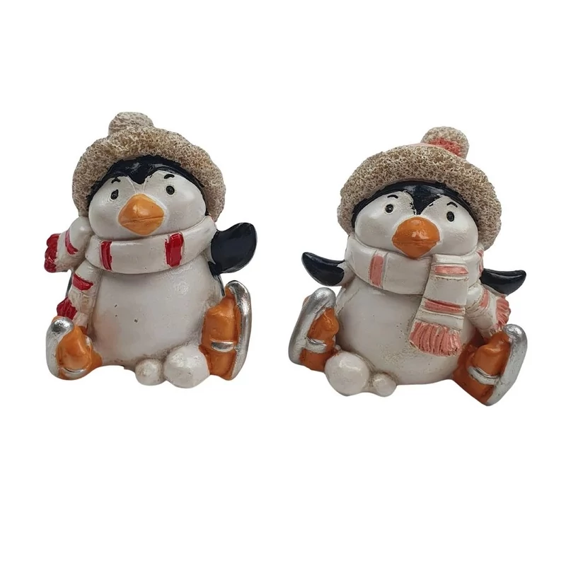 Korcsolyás pingvin  sapiban - 1db