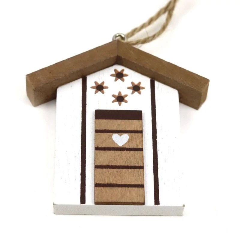  Akasztós házikó 6,5 cm - Fehér, barna tetős