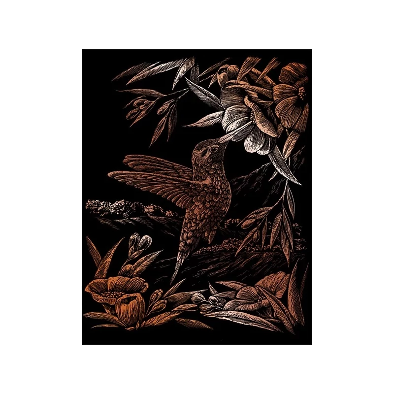 Képkarcoló készlet karctűvel - 20x25 cm - Réz - Kolibri