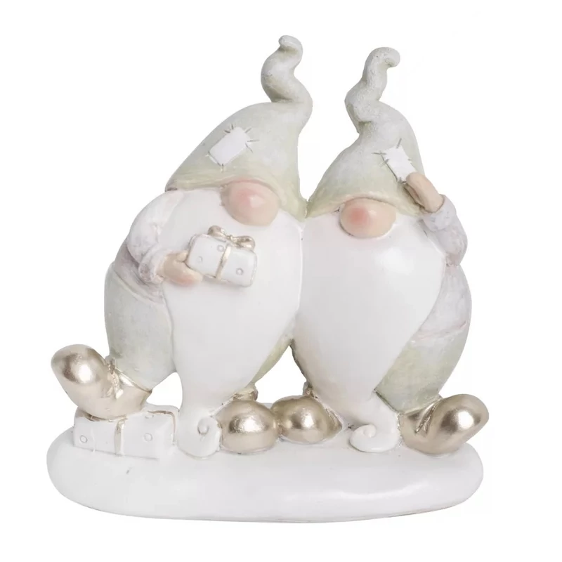 Pasztell zöld sapis, ruhás szakállas manó páros