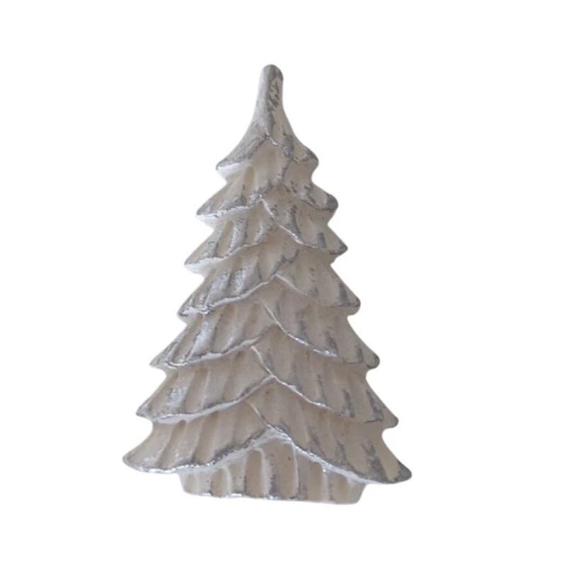 Öntapis fenyőfa figura, ezüst-fehér, poly