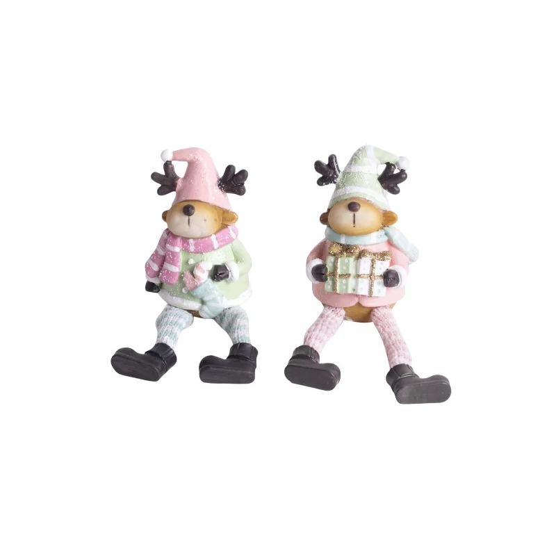 Rénszarvas figura rózsa-menta, lógólábú - 1db