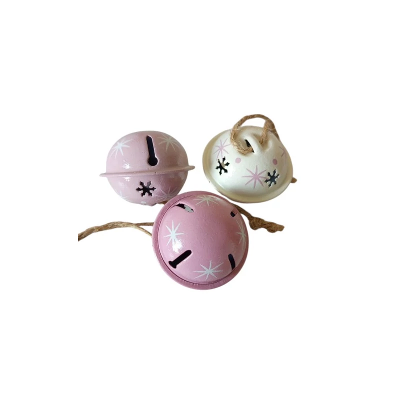 Csillagos-hópelyhes gömbcsengő szett, fehér-pink-mályva, 3db/szett