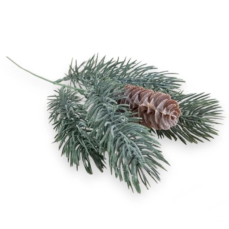 Ezüstfenyő szál tobozzal 32 cm - csillámos