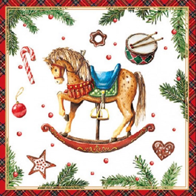 Koktél szalvéta - Hintaló keretben