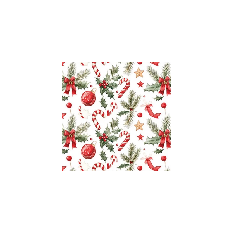 Koktél szalvéta - Cukorbot, gömbök, magyal ágak