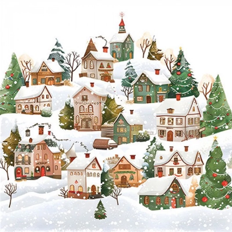 Szalvéta - Téli falucska, rajzos