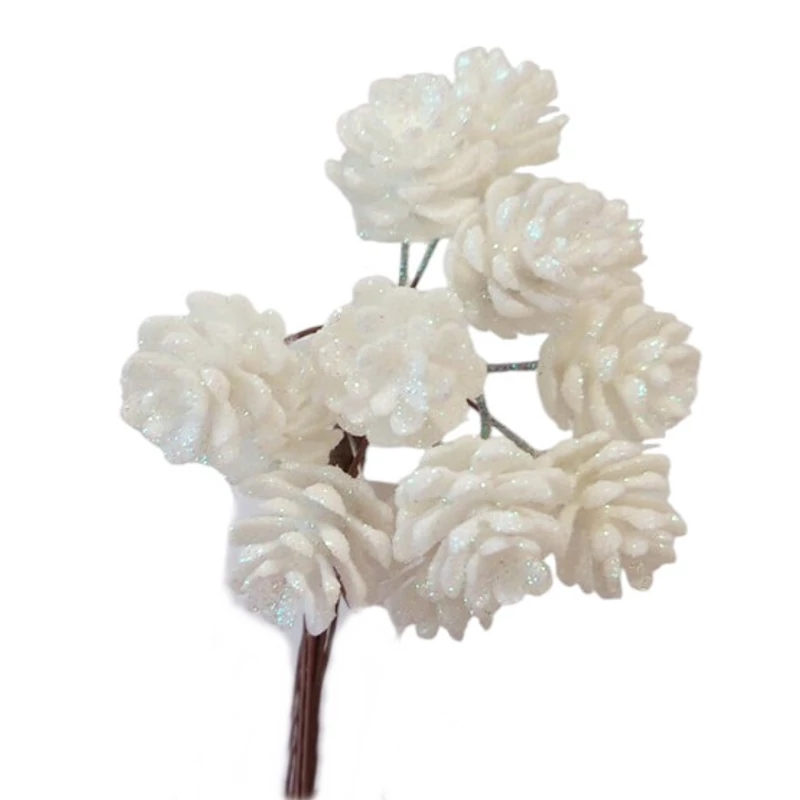 Glitteres fenyőtobozos pick - fehér