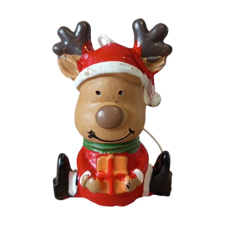 Rénszarvas ajándékkal, poly - piros ruhás