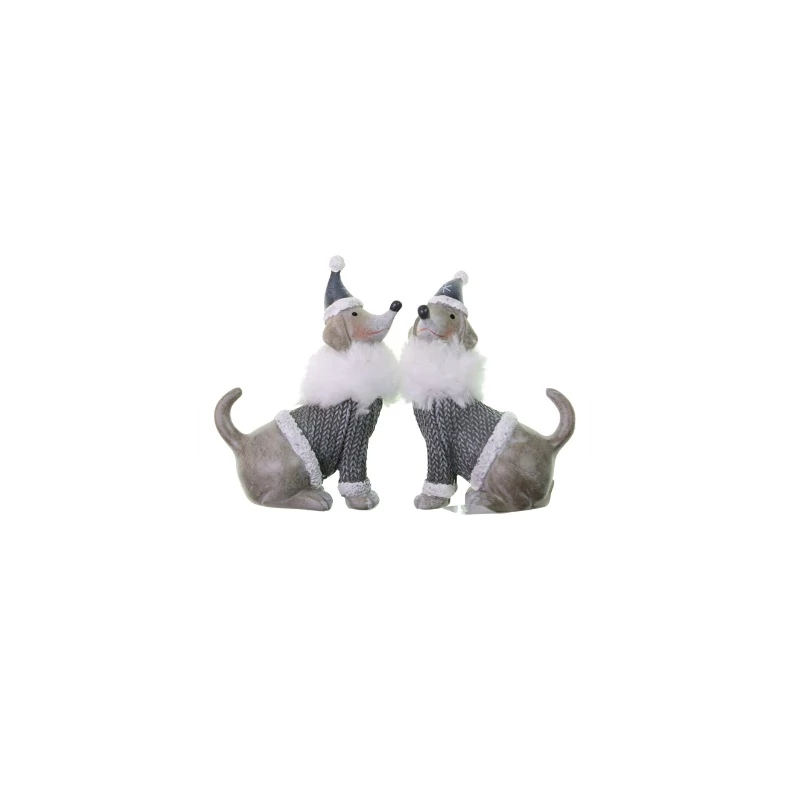 Kutya figura fehér szőrmés sállal, ülő - 1db